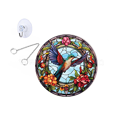 Flat Round Stained Acrylic Window Planel, for Suncatchers Window Home Hanging Ornaments, Bird, 20cm(BIRD-PW0001-026C)