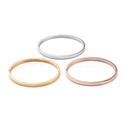 3Pcs 3 Color Ion Plating(IP) 304 Stainless Steel Classic Simple Plain Bangle, Stackable Bracelet for Women, Mixed Color, Inner Diameter: 2x2-3/8 inch(5.1x6.05cm), 1pc/color(BJEW-B055-05)