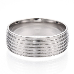 201 Stainless Steel Grooved Finger Ring Settings, Ring Core Blank for Enamel, Stainless Steel Color, 8mm, Size 11, Inner Diameter: 21mm(STAS-WH0047-04S)