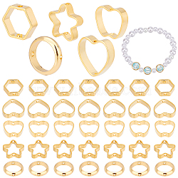 Elite 50Pcs 5 Style Brass Bead Frame, for Earrings & Hair Jewelry Accessories Bag Bead Buckle, Mixed Shape, Real 18K Gold Plated, 8~10x8.5~11x2.5mm, Hole: 1~1.2mm, 10pcs/style(KK-PH0004-25)