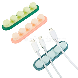 ARRICRAFT 6Pcs 3 Colors Adhesive Silicone Cord Organizer, Cable Management Holder, Hook Hangers, Oval, for Tabletop, Wall, Mixed Color, 81x21x15mm, 2pcs/color(FIND-AR0002-42)