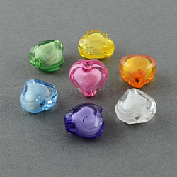 Transparent Acrylic Beads, Bead in Bead, Faceted, Heart, Mixed Color, 19x20x11mm, Hole: 3mm, about 230pcs/500g(TACR-S114-20mm-M)