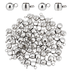 DICOSMETIC 80Pcs 2 Style 304 Stainless Steel Tube Bails, Loop Bails, Rondelle and Barrel Bail Beads, Stainless Steel Color, 9x5x6mm, Hole: 2mm, 40pcs/style(STAS-DC0007-75)