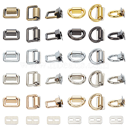 ANATTASOUL 20 Sets 10 Styles Alloy Buckle Clasps, with Iron Shim and Screws For Webbing, Strapping Bags, Garment Accessories, Rectangle/D Shape, Mixed Color, 21~22.5x23~25.5x7~8mm, 2 sets/style(FIND-AN0001-22)