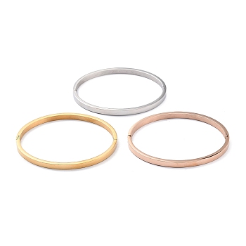 3Pcs 3 Color Ion Plating(IP) 304 Stainless Steel Classic Simple Plain Bangle, Stackable Bracelet for Women, Mixed Color, Inner Diameter: 2x2-3/8 inch(5.1x6.05cm), 1pc/color