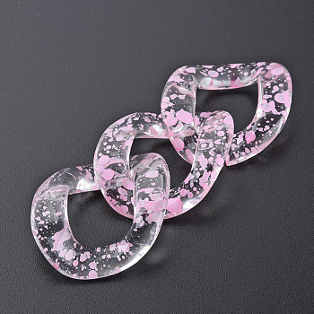 Transparent Acrylic Linking Rings, Quick Link Connectors, for Curb Chains Making, Twist Oval, Pearl Pink, 40x33x10mm, Inner Diameter: 19x23mm