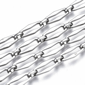 304 Stainless Steel Link Chains, with Spool, Unwelded, Nickel Free, Stainless Steel Color, 15x7x1.5mm, about 32.81 Feet(10m)/roll