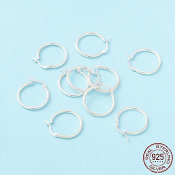 925 Sterling Silver Hoop Earrings, Chunky Small Huggie Hoop Earrings for Women, Silver, 24x23x2mm, Pin: 0.6x1.2mm