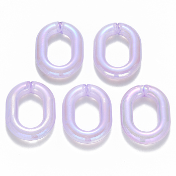 Transparent Acrylic Linking Rings, Quick Link Connectors, For Jewelry Chains Making, AB Color Plated, Imitation Gemstone Style, Oval, Lilac, 39.5x31x7.5mm, Inner Diameter: 23x14.5mm