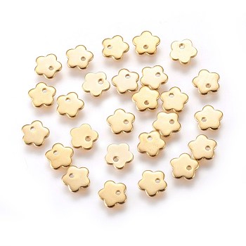 201 Stainless Steel Charms, Flower, Golden, 7x7x1mm, Hole: 1mm