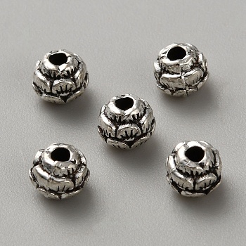 Tibetan Style Alloy Spacer Beads, Flower, Antique Silver, 5.5x5.5x4.5mm, Hole: 1.6mm