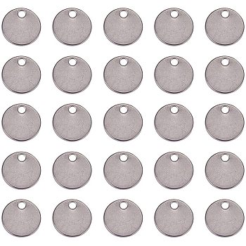 304 Stainless Steel Stamping Blank Tag Pendants, Flat Round, Stainless Steel Color, 8x0.6mm, Hole: 1.5mm