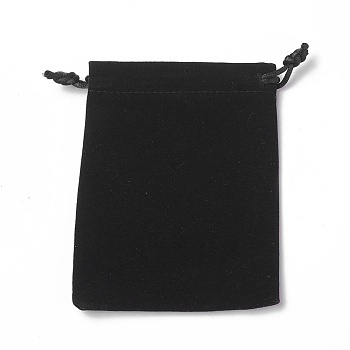 Velvet Packing Pouches, Drawstring Bags, Black, 12~12.6x10~10.2cm