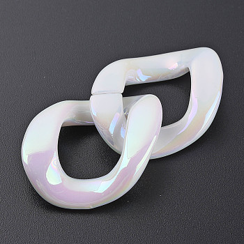 Acrylic Linking Rings, Quick Link Connectors, for Cable Chains Making, AB Color, Twist Oval, Pink, 40x33x10mm, Inner Diameter: 19x23mm