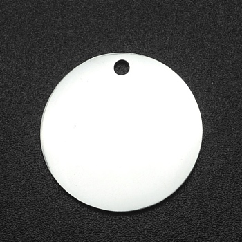 201 Stainless Steel Pendants, Stamping Blank Tag, Flat Round, Laser Cut, Stainless Steel Color, 18x1mm, Hole: 1.6mm