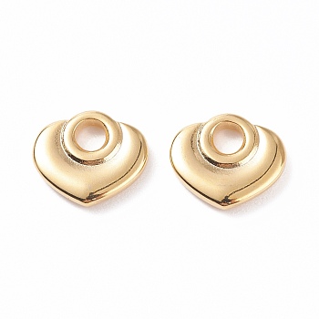 304 Stainless Steel Charms, Heart, Golden, 10.5x12x2mm, Hole: 3mm
