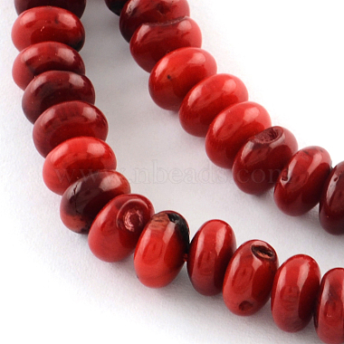 8mm FireBrick Abacus Red Coral Beads