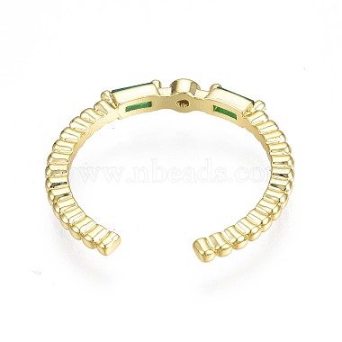 Green Cubic Zirconia Rectangle Open Cuff Ring for Women(X-RJEW-N035-090)-2