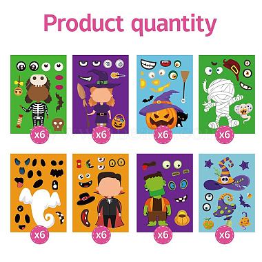48 Sheets 8 Styles Halloween Paper Make a Face Stickers(DIY-WH0467-008)-4