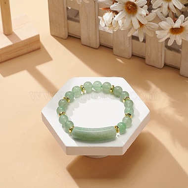 Natural Green Aventurine Rectangle Beaded Stretch Bracelet(BJEW-JB08982-01)-2