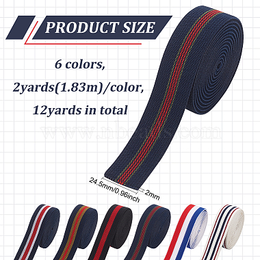 12Yards 6 Colors Triple Color Polyester Flat Elastic Band(OCOR-FG0001-92)-2