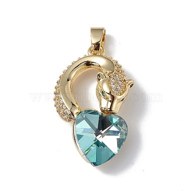 Real 18K Gold Plated Rack Plating Brass Micro Pave Clear Cubic Zirconia Pendants(KK-C015-12G)-2