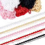 5Pcs 5 Colors Polyester Pleated Elastic Lace Ribbon, Wave Edge Ruffled Lace Trim, Clothes Accessories, Mixed Color, 15mm, 1pc/color, 5yards/pc(DIY-NB0014-08)