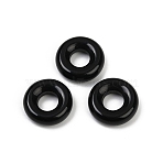 Natural Obsidian Pendants, Donut/Pi Disc Charms, 15x5mm, Hole: 6mm(G-G202-07E)