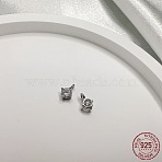 Rhodium Plated 925 Sterling Silver Micro Pave Clear Cubic Zirconia Charms, Diamond, Real Platinum Plated, 8.5x6x3.5mm, Hole: 1.5mm(STER-P054-11C-P)