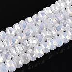 Electroplate Imitation Jade Glass Beads Strands, Rondelle, Faceted, AB Color Plated, WhiteSmoke, 5.5~6.5x3.5~4.5mm, Hole: 1~1.4mm, about 91~100pcs/strand, 14.17~17.32 inch(36~44cm)(EGLA-N022-05B-B01)