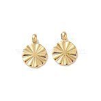 304 Stainless Steel Charms, Flat Round Charms, Real 18K Gold Plated, 7x5x2mm, Hole: 1mm(KK-D503-05G)