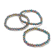 Magnetic Synthetic Hematite Beaded Stretch Bracelets, Round, Beads: 6~6.5mm, Inner Diameter: 2-1/4 inch(5.55cm)(BJEW-D446-B-09)