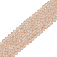 Glass Beads Strands, Faceted, Rondelle, Tan, 10x8mm, Hole: 1mm, about 63~65pcs/strand, 49~50cm(EGLA-A034-T10mm-D20)