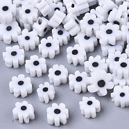 Glass Beads, Flower, Black, 4~6.5x2.5~3mm, Hole: 1mm(GLAA-T019-04-A01)