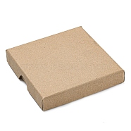 Square Cardboard Kraft Paper Jewelry Box, with Sponge Inside, for Necklace and Earring Packaging, Tan, 90x90x16mm, Inner Diameter: 85x85mm(CON-D014-01C-01)