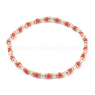 Round Opaque Colours Glass Seed Beads Stretch Bracelets, Red, Inner Diameter: 2-1/8 inch(5.5cm)(BJEW-JB06010-02)
