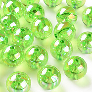 Transparent Acrylic Beads, AB Color Plated, Round, Yellow Green, 20x19mm, Hole: 3mm, about 111pcs/500g(MACR-S370-B20-734)