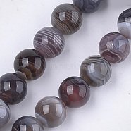 Natural Botswana Agate Beads Strands, Round, 12mm, Hole: 1mm, about 15~16pcs/strand, 7.4 inch(G-S333-12mm-026)