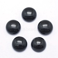 Natural Black Agate Cabochons, Half Round, 12x5~6mm(G-P393-R02-12mm)