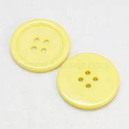Resin Buttons, Dyed, Flat Round, Yellow, 18x3mm, Hole: 2mm, 395pcs/bag(RESI-D030-18mm-07)