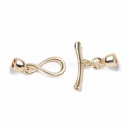 Rack Plating Brass Toggle Clasps, Long-Lasting Plated, Infinity, Real 18K Gold Plated, Fit for Cord: 2.8~3mm, Infinity: 15.5x7.5x1.5mm, Bar: 17x4.5x2mm(KK-E073-04G)