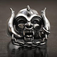 Alloy Skull Finger Ring, Gothic Punk Jewelry for Men Women, Platinum, US Size 11(20.6mm)(SKUL-PW0002-024F-P)