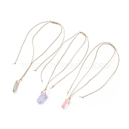 Natural Quartz Crystal Nugget Pendant Necklace, Gemstone Braided Jewelry for Women, Mixed Color, 29.92~30.71 inch(76~78cm)(NJEW-JN03940)