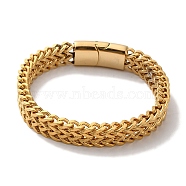 PVD Vacuum Plating 201 Stainless Steel Wheat Chain Bracelets for Women Men, with Snap Clasp, Real 18K Gold Plated, 8-1/8 inch(20.5cm), 10mm(BJEW-H612-06B-G)