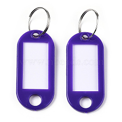 Plastic Badge Holders with Iron Rings, Tag Card Holder, Oval, Mauve, 49x22x2.5mm, Hole: 7mm(KY-T001-E10-1)