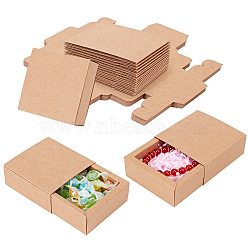 Kraft Paper Folding Box, Drawer Box, Rectangle, BurlyWood, 8.3x8.3x3.2cm, 20pcs/set(CON-BC0004-32A-A)