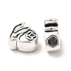 Tibetan Style Alloy Beads, Rabbit with Coin Pattern, Antique Silver, 13x12x6mm, Hole: 3.6mm, about 323pcs/1000g(PALLOY-M198-07AS)