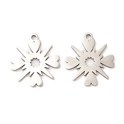 316L Surgical Stainless Steel Pendants, Laser Cut, Flower Charms, Stainless Steel Color, 17x16x1mm, Hole: 1.4mm(STAS-F297-19P)