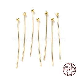 925 Sterling Silver Head Pins, Long-Lasting Plated, Real 18K Gold Plated, 50mm, Pin: 0.5mm(STER-M117-05F-G)