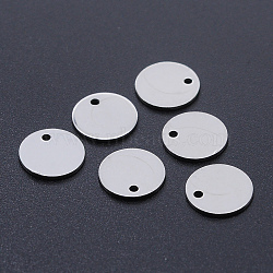 201 Stainless Steel Laser Cut Charms, Blank Stamping Tag, Flat Round, Stainless Steel Color, 10x1mm, Hole: 1.2mm(STAS-S105-T945-10)